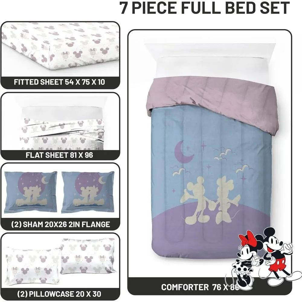 NEW Disney Mickey & Minnie Mouse  7 Pc Full Bedding Set  Franco